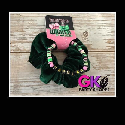 Wicked Inspired | Scrunchie & Bracelet Set | Teen Birthday Party Favors | Personalized Birthday Party Favors