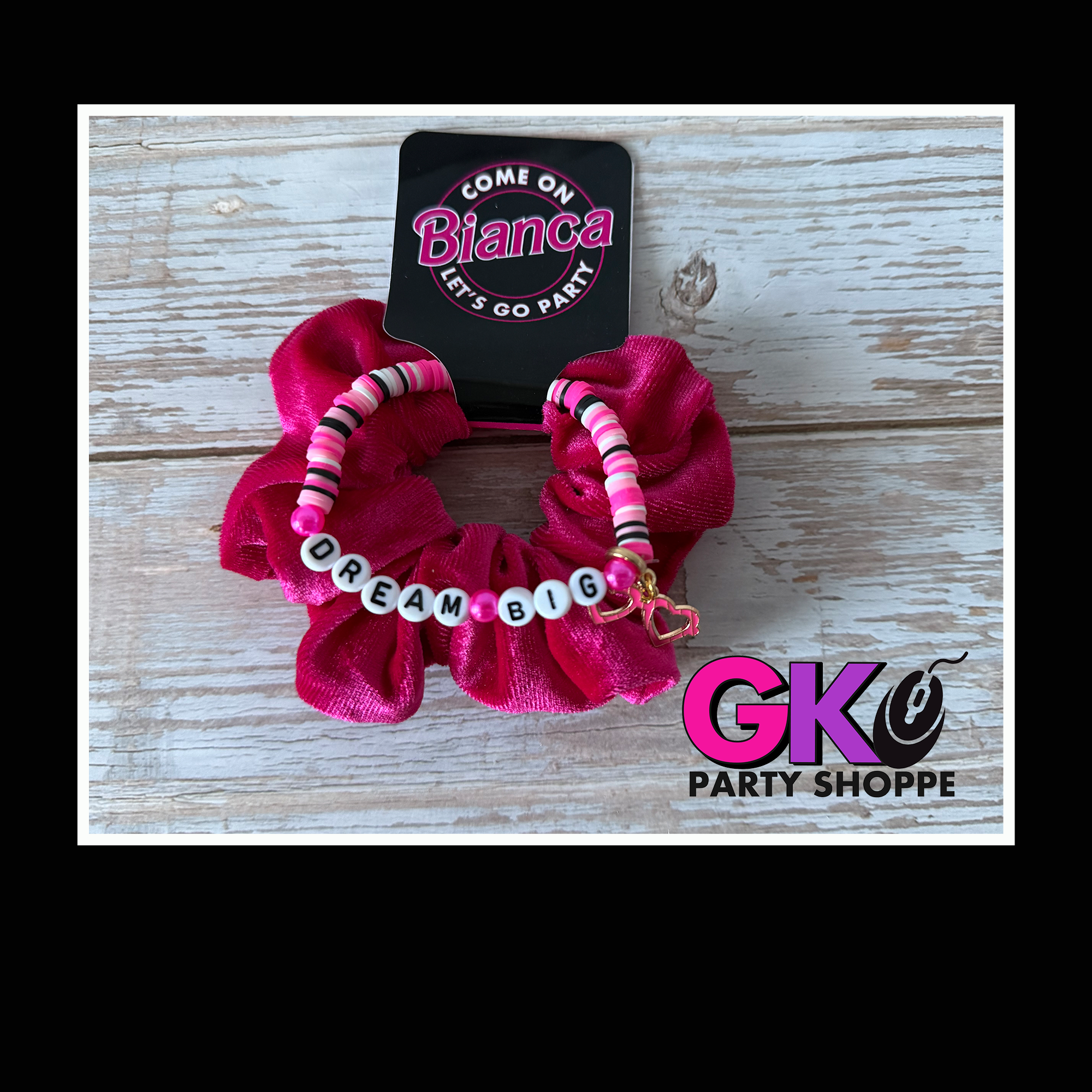 Let's Go Party Scrunchie & Bracelet Set | Personalized Birthday Party Favor | Doll Inspired Favors