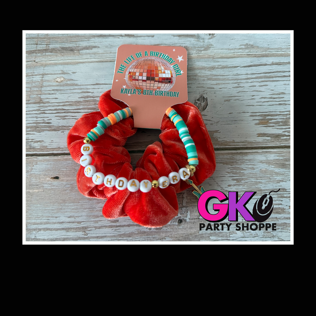 Life of Birthday Girl Scrunchie & Bracelet Set | Custom Party Favor | Personalized Birthday Party Favor