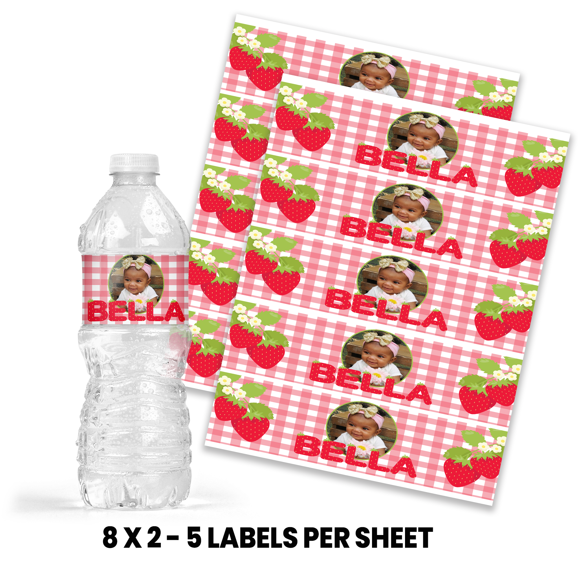Berry Sweet One | Water Bottle Wrapper Party Favor | First Birthday Strawberry Theme | Digital + Print Option