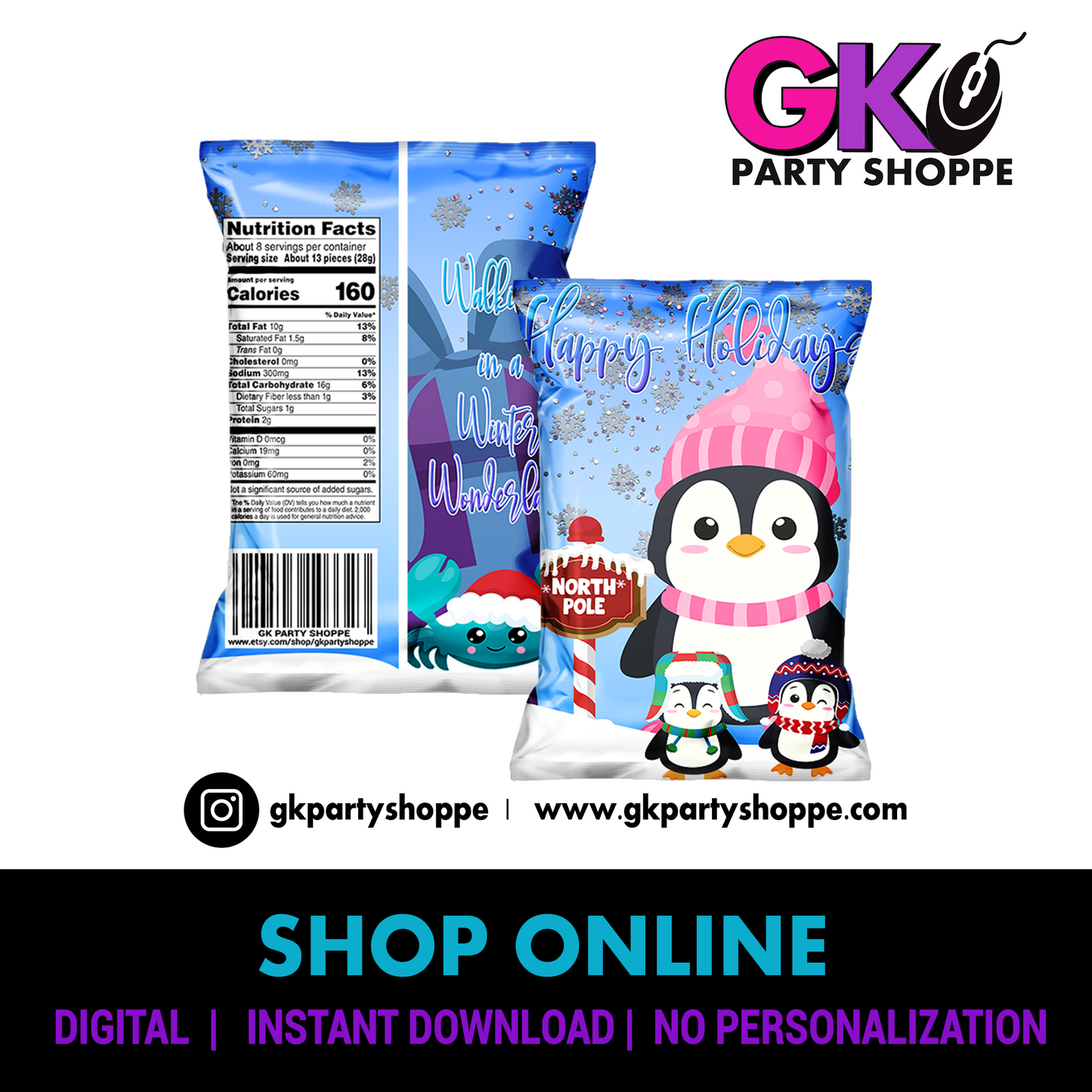 CHIP BAG | WINTER FUN | DIGITAL INSTANT DOWLOAD