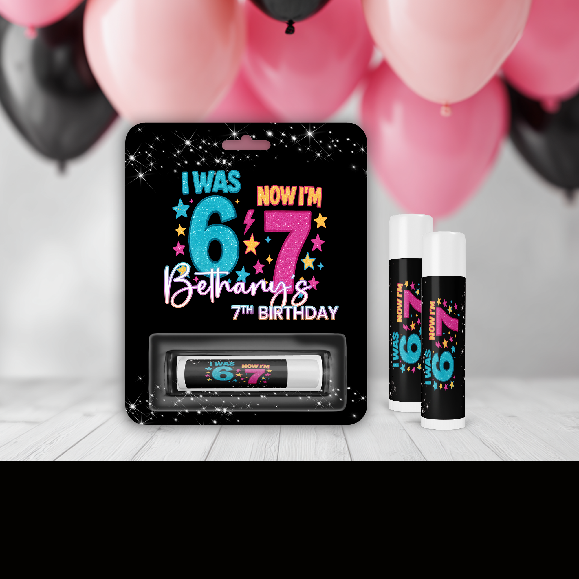 6/7 Six Seven Lip Balm | 7th Birthday Party Favor | Personalized Kids Birthday Favor