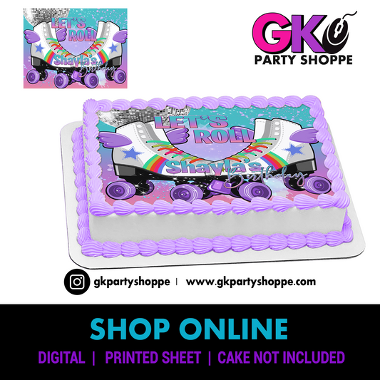 EDIBLE CAKE FROSTING SHEET | ROLLER SKATE PARTY