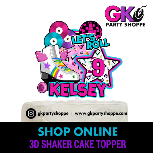 3D SHAKER CAKE TOPPER | ROLLER SKATE PARTY