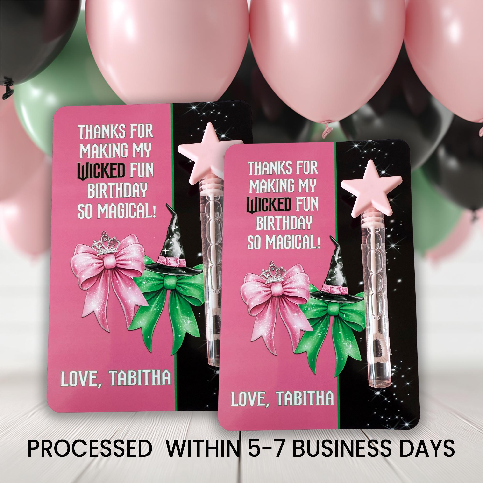 Wicked Inspired Mini Bubble Wand Party Favor | Birthday Physical Favor | Pink & Green Theme