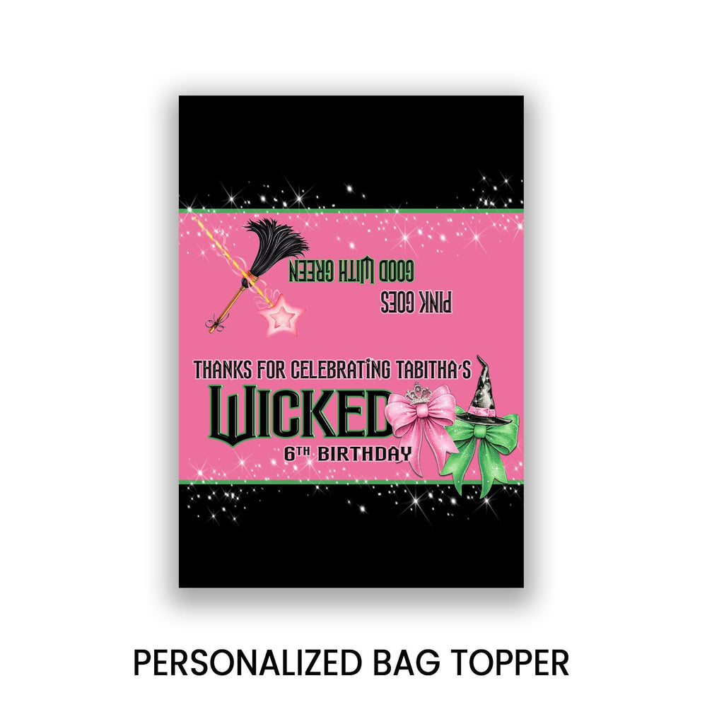Temporary Tattoo Party Favor Pack | Wicked Inspired Birthday | Pink & Green Theme