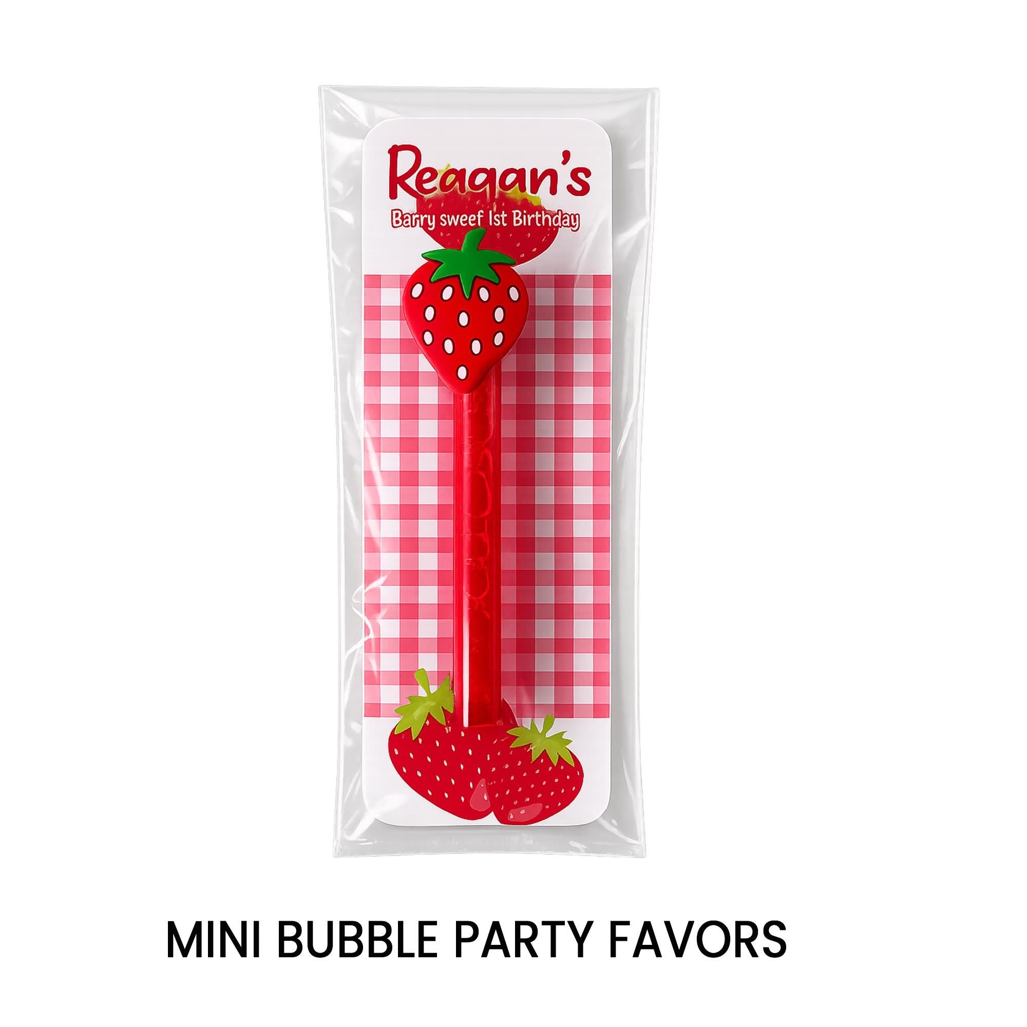 Berry Sweet One Mini Bubbles | Strawberry First Birthday Party Favors