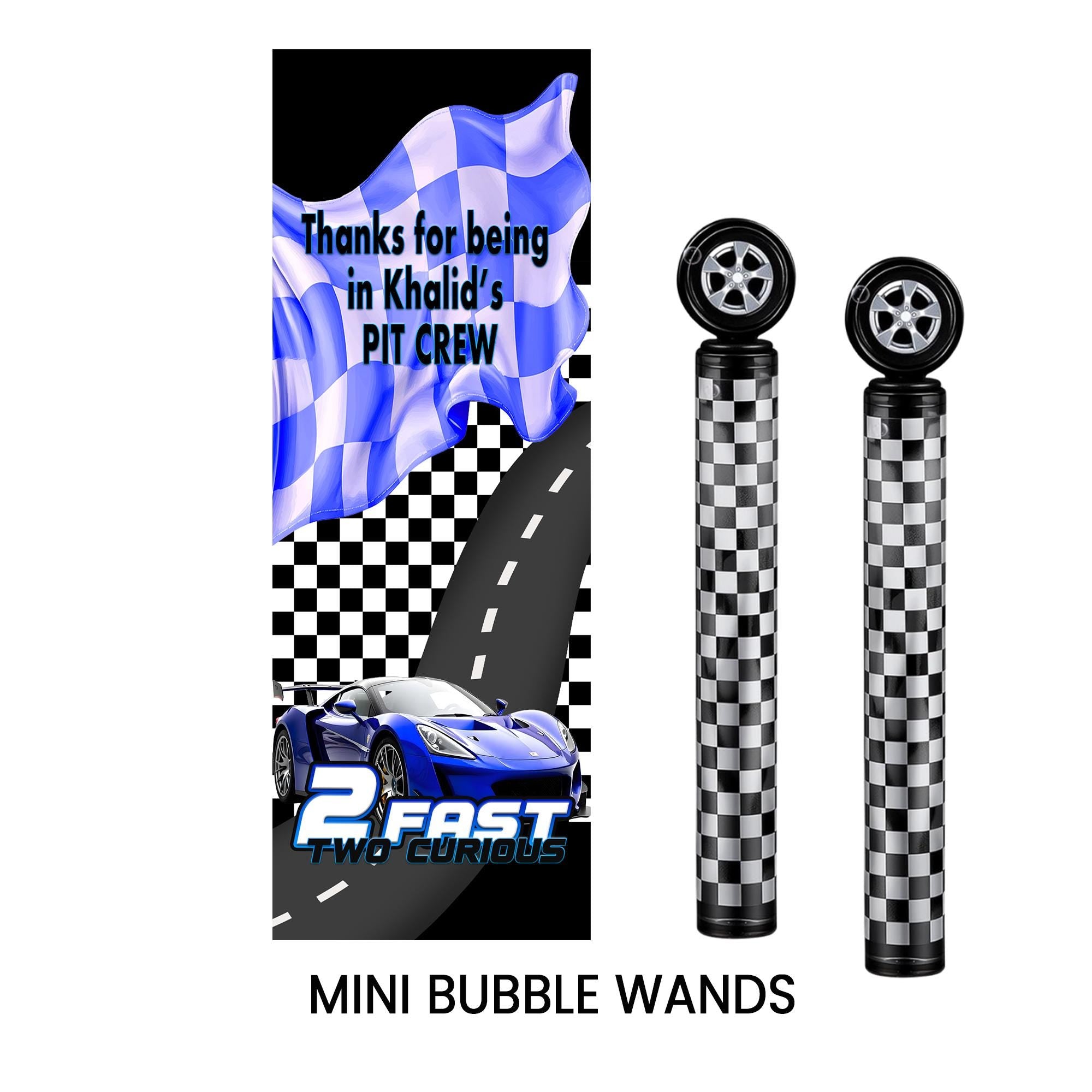Mini Bubble Wand Party Favor | Race Car 2nd Birthday | 2 Fast 2 Curious