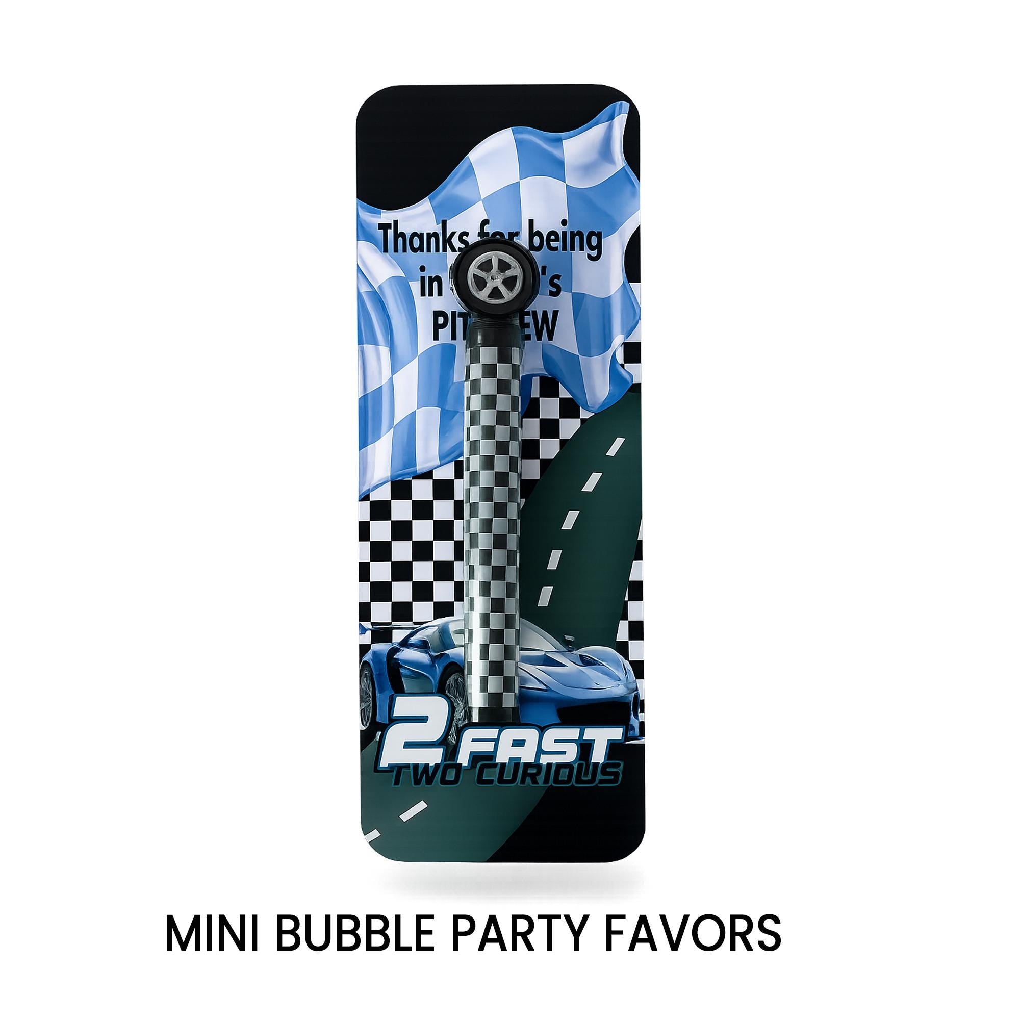 Mini Bubble Wand Party Favor | Race Car 2nd Birthday | 2 Fast 2 Curious