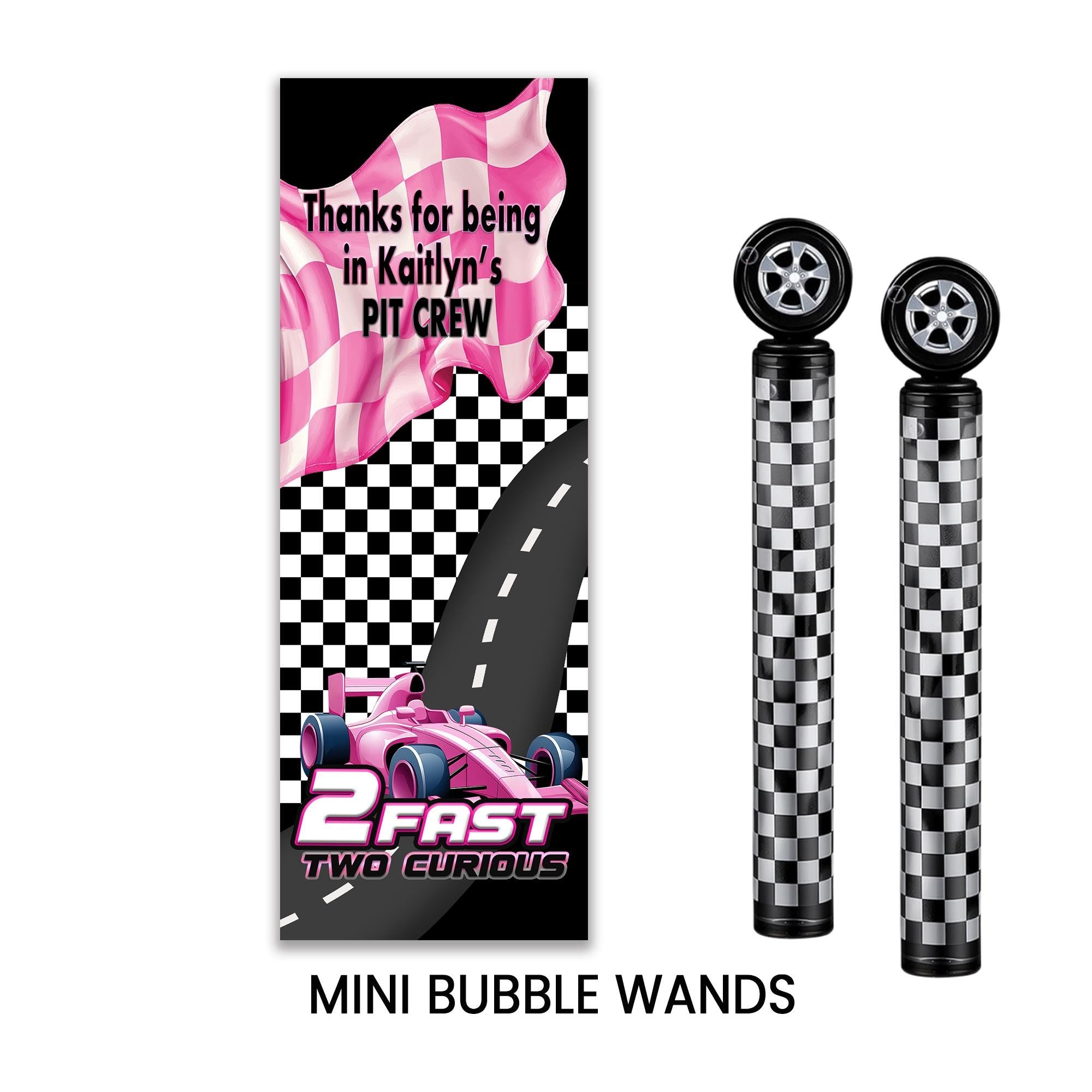 Mini Bubble Wand Party Favor | Race Car 2nd Birthday | 2 Fast 2 Curious