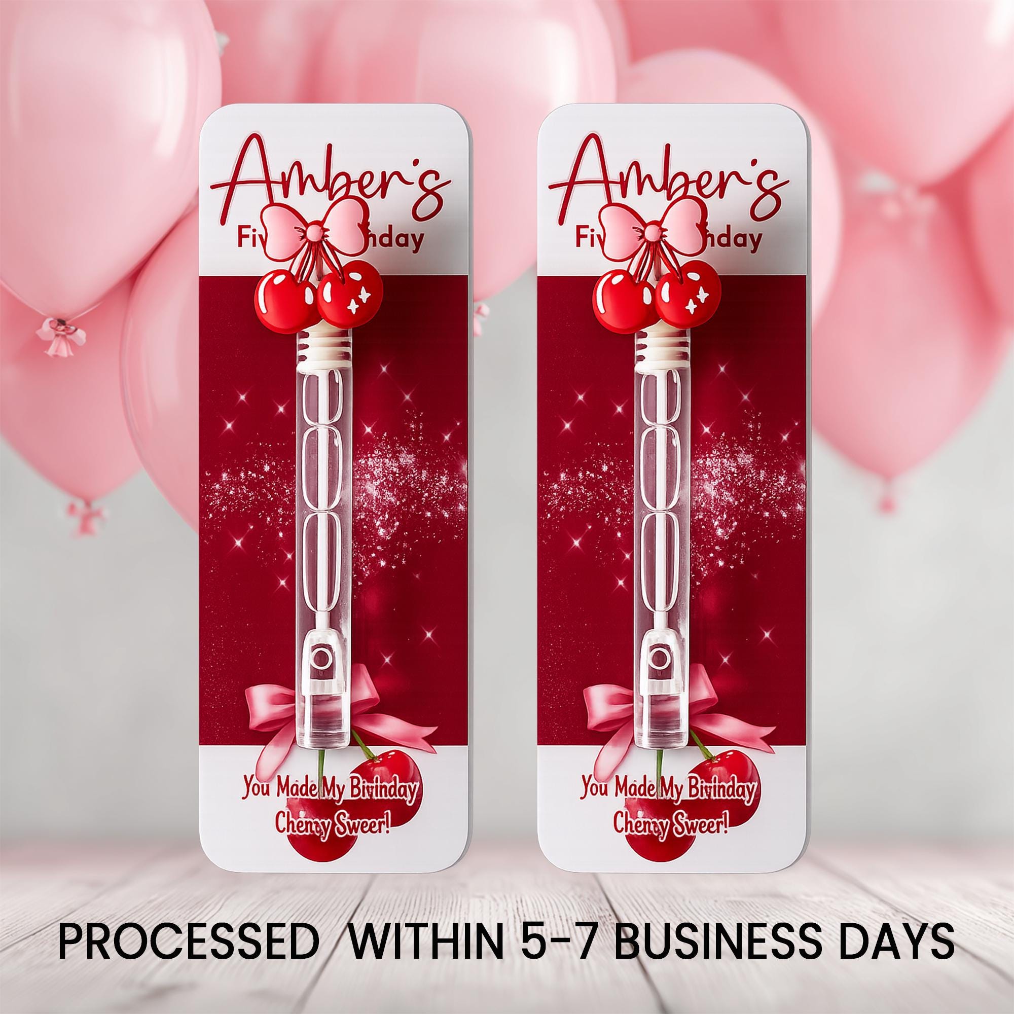 Cherry Sweet One Mini Bubble Favors | First Birthday Party Favors