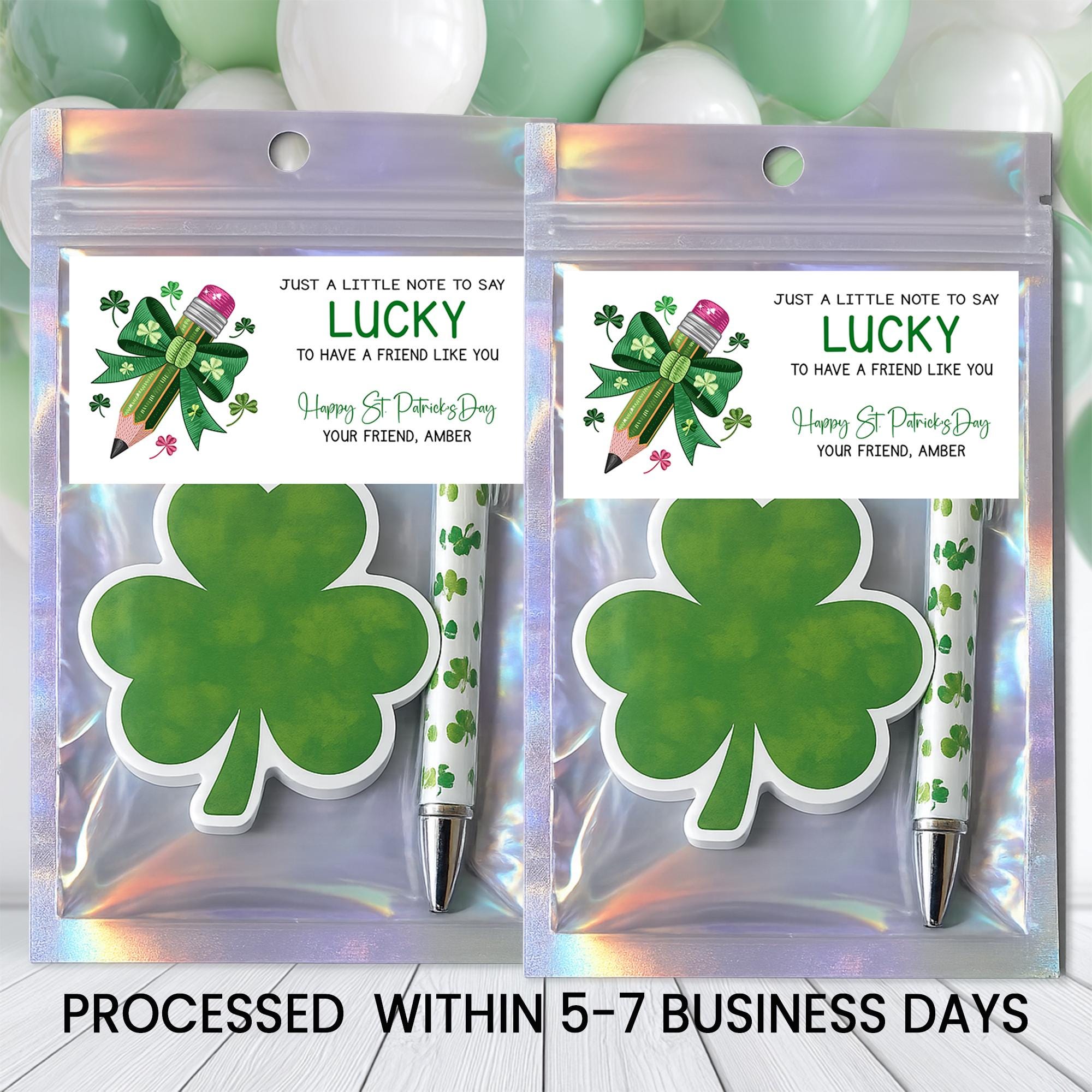 St. Patrick’s Day Notepad & Pen Party Favors | Classroom Gifts | Lucky Shamrock Theme