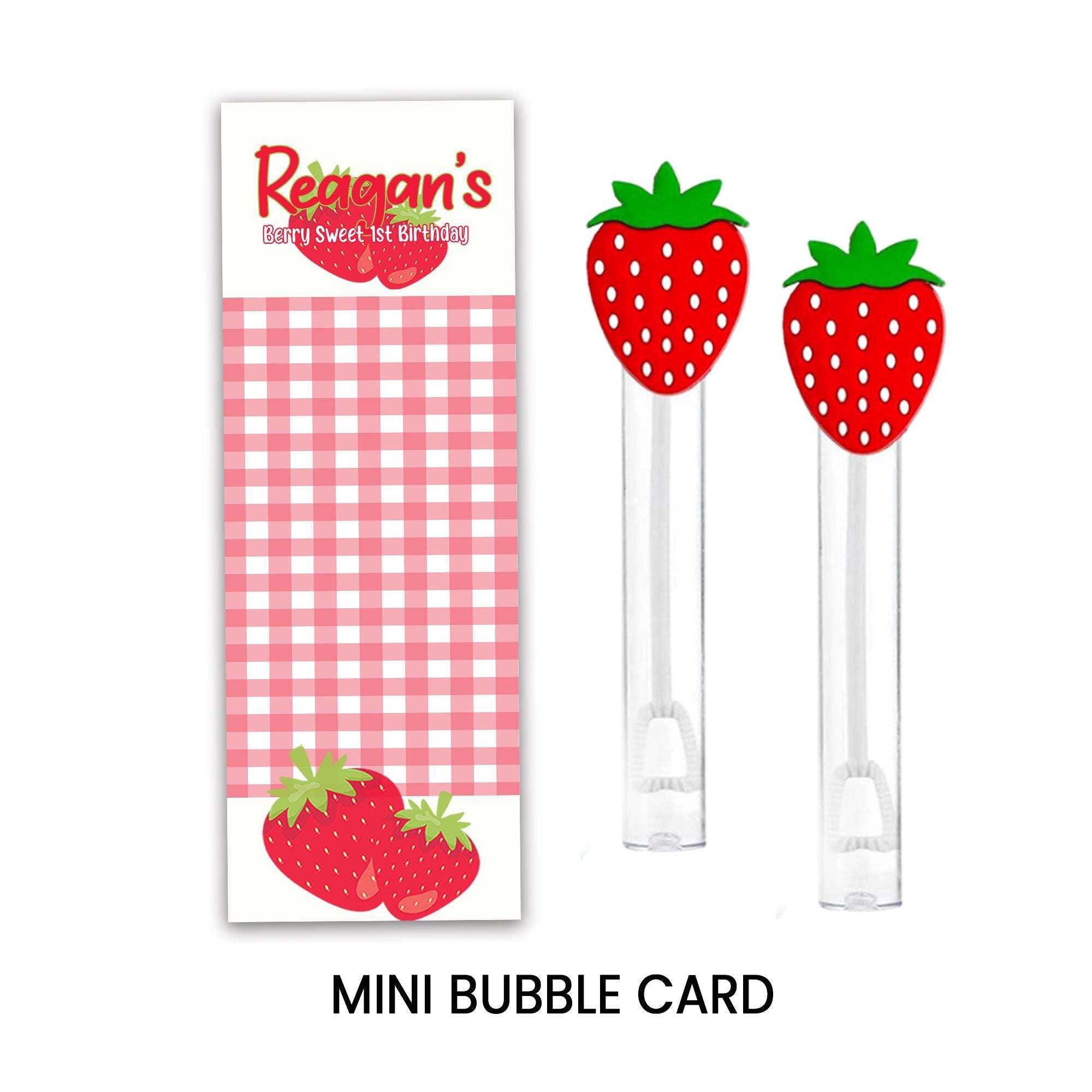 Berry Sweet One Mini Bubbles | Strawberry First Birthday Party Favors
