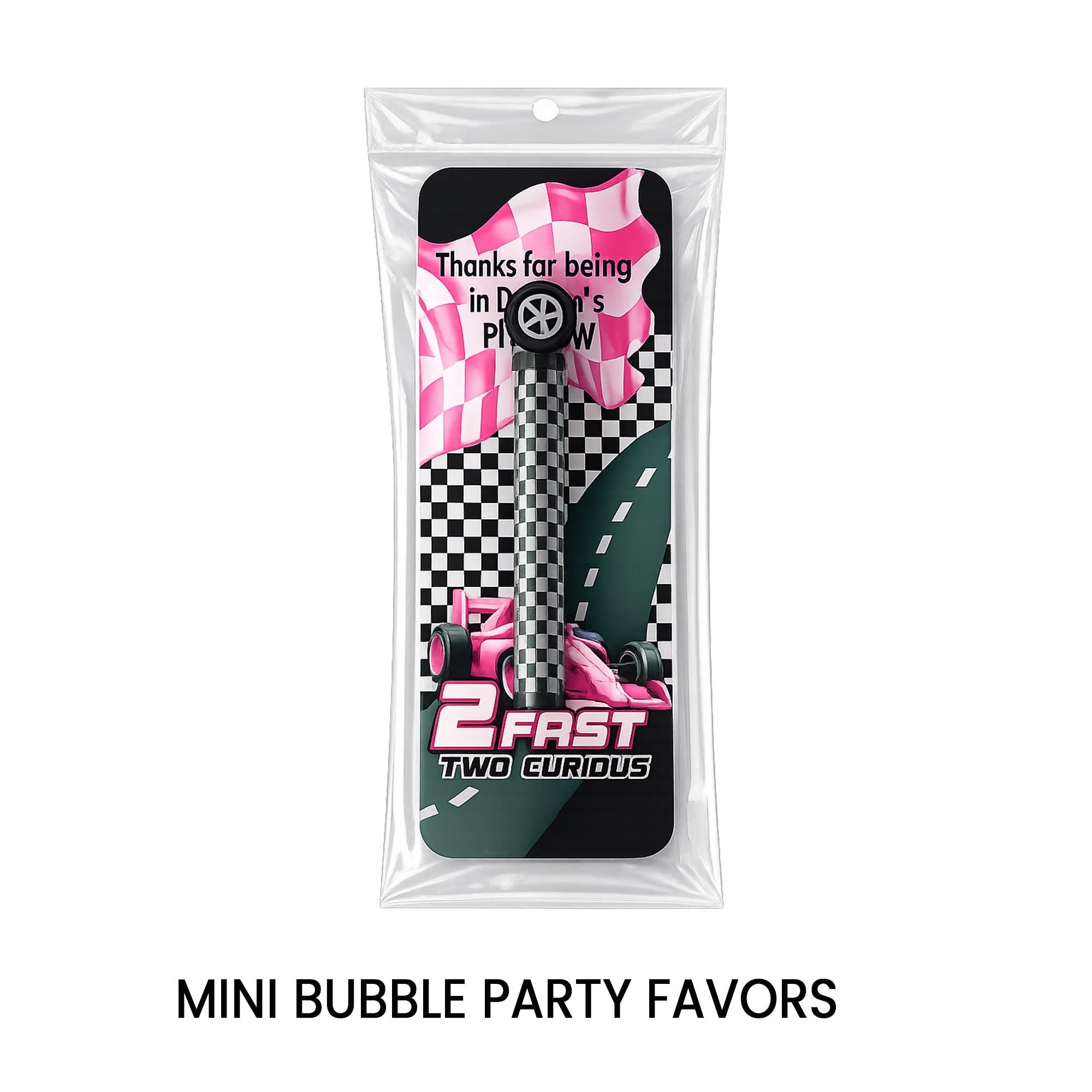 Mini Bubble Wand Party Favor | Race Car 2nd Birthday | 2 Fast 2 Curious
