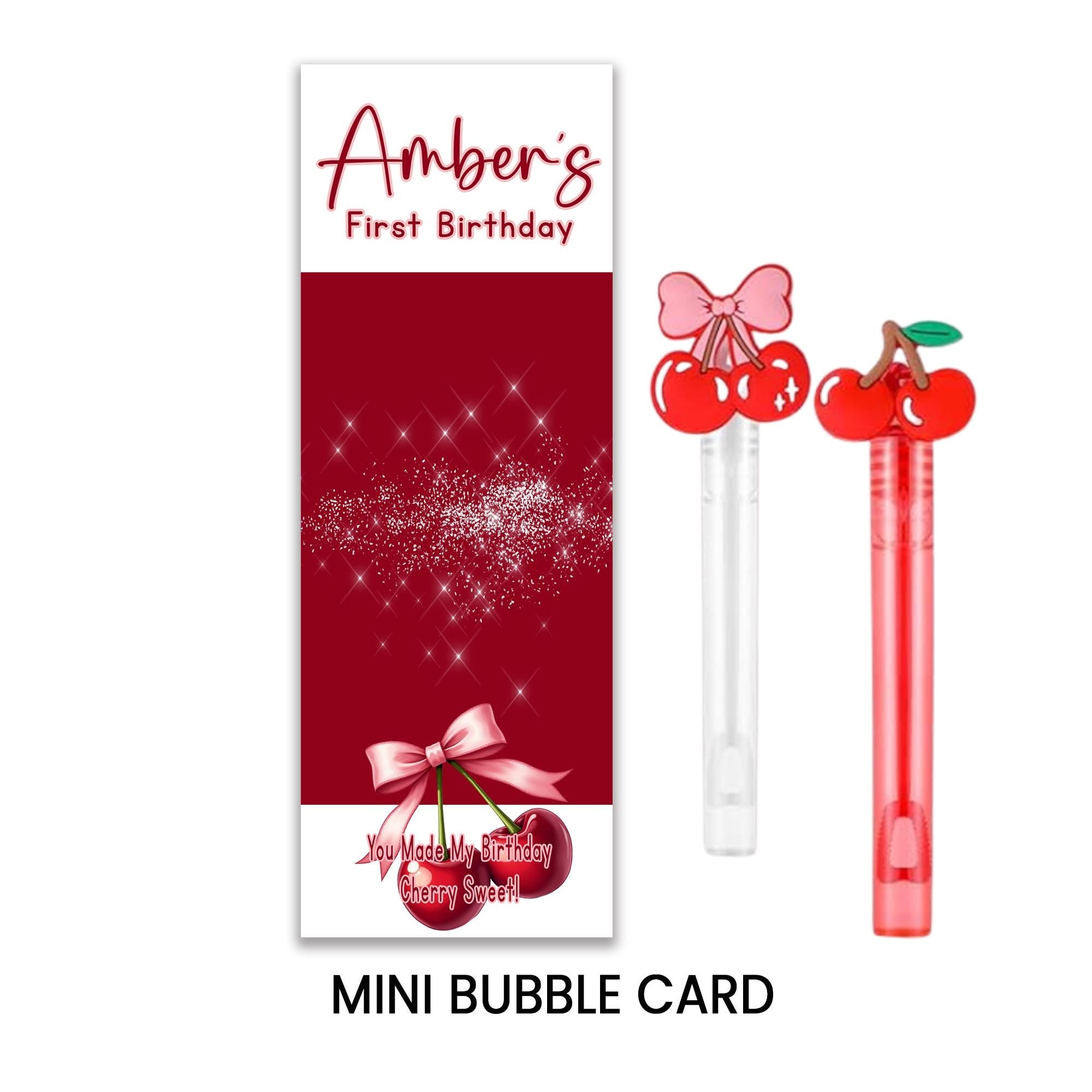 Cherry Sweet One Mini Bubble Favors | First Birthday Party Favors