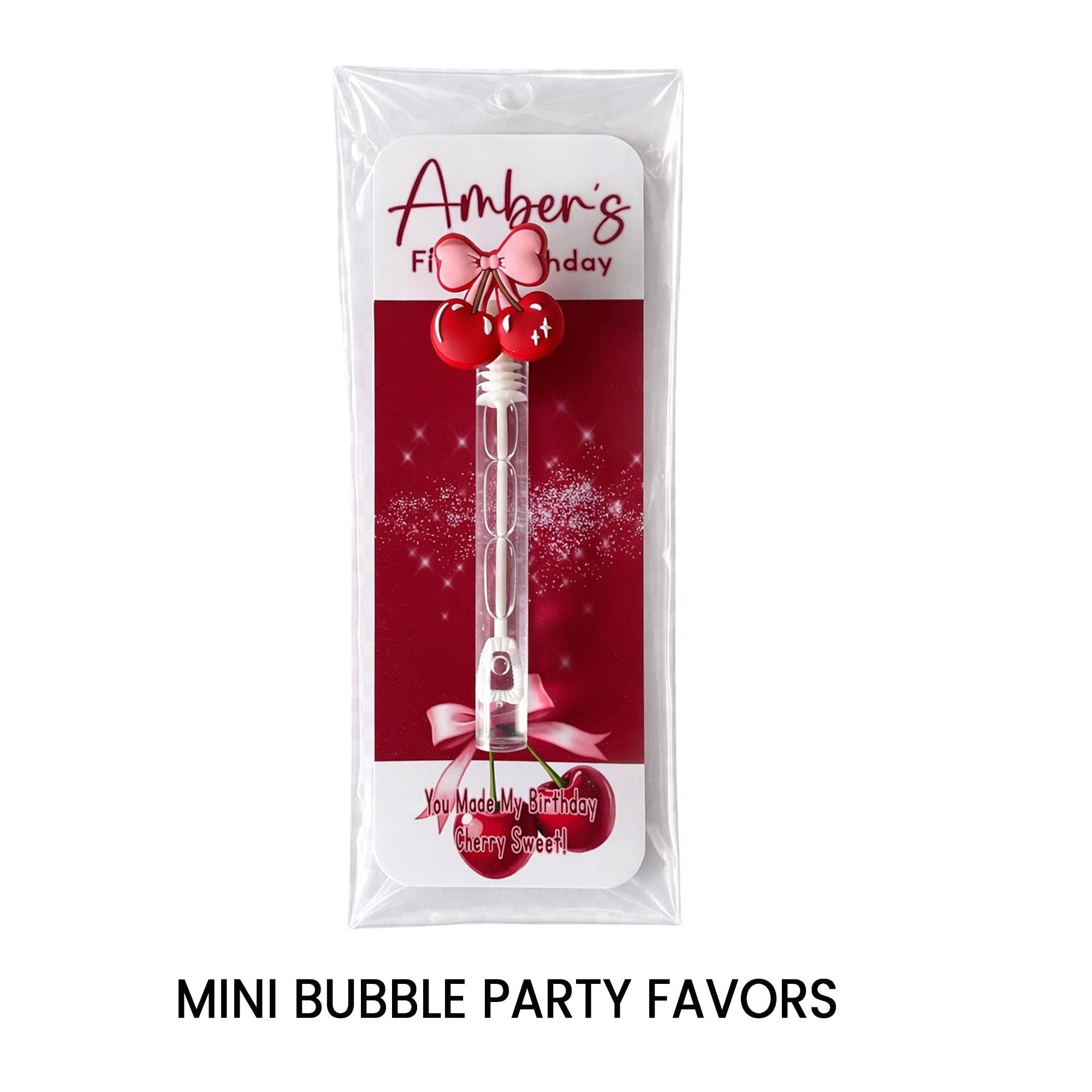 Cherry Sweet One Mini Bubble Favors | First Birthday Party Favors