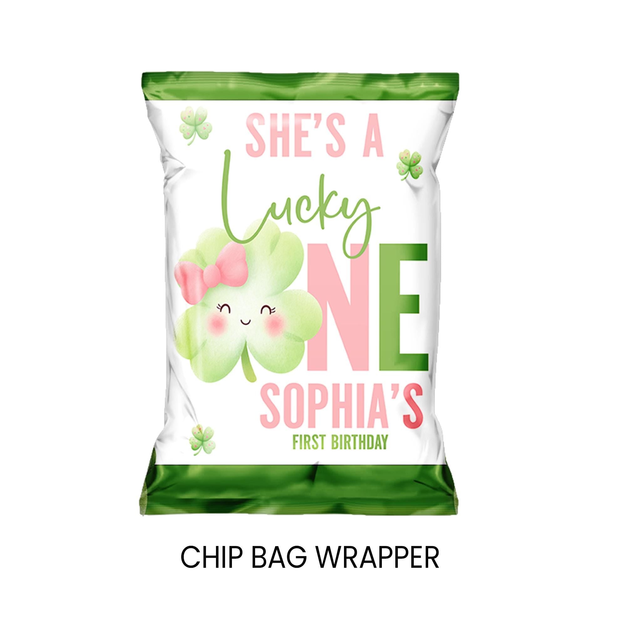 Lucky One Birthday Chip Bag Wrapper | First Birthday Party Favor