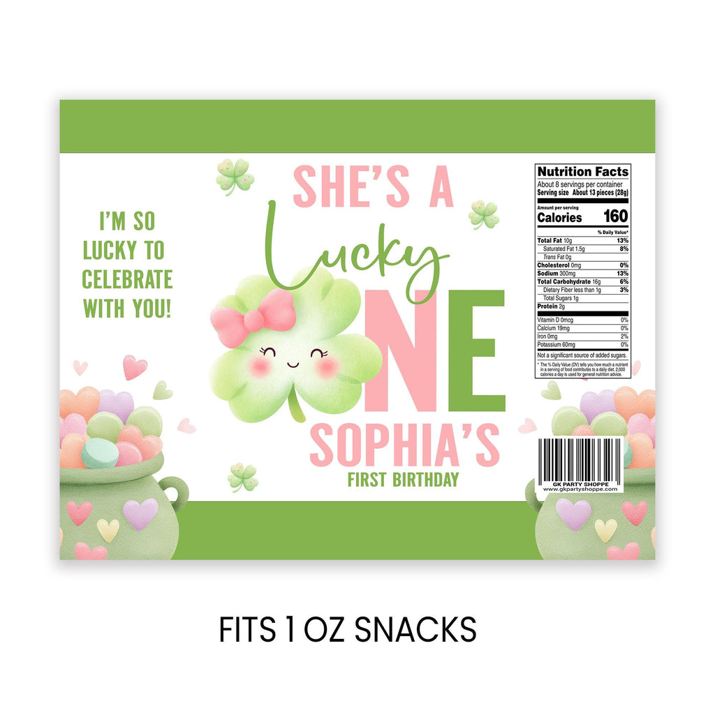 Lucky One Birthday Chip Bag Wrapper | First Birthday Party Favor