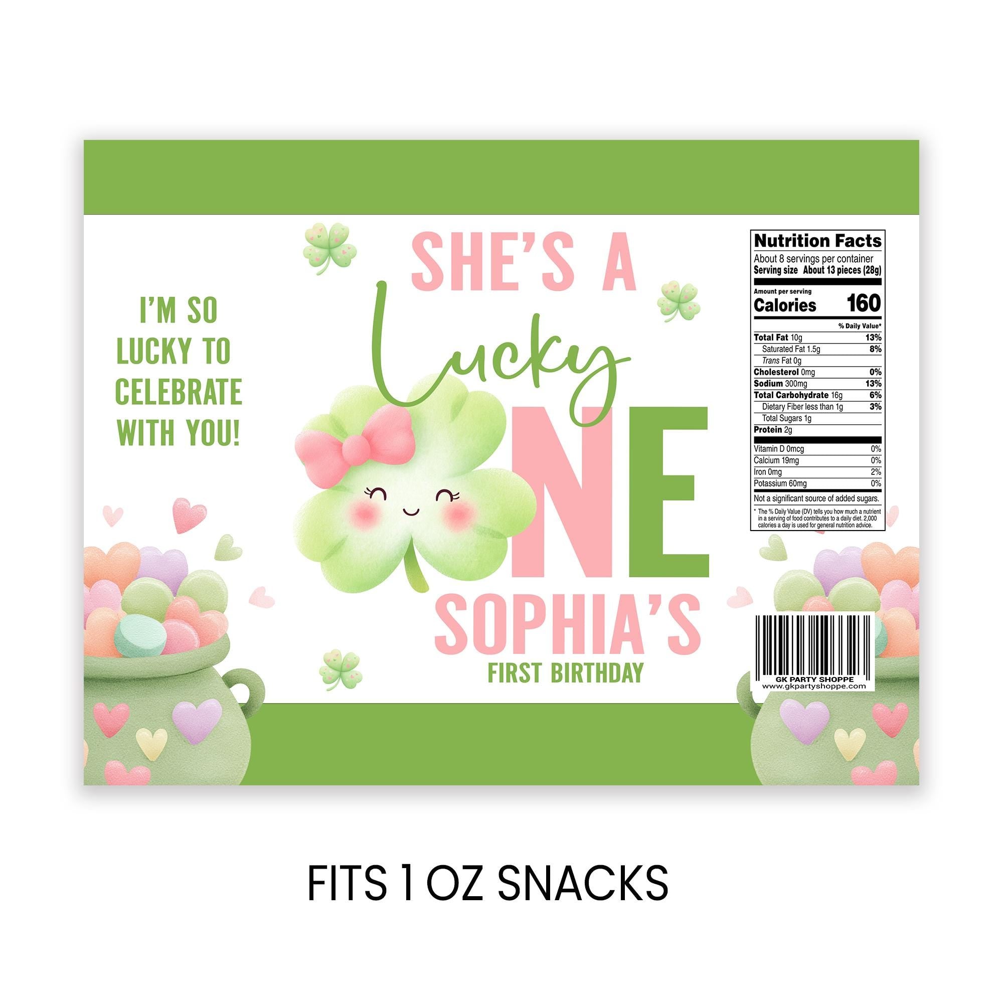 Lucky One Birthday Chip Bag Wrapper | First Birthday Party Favor