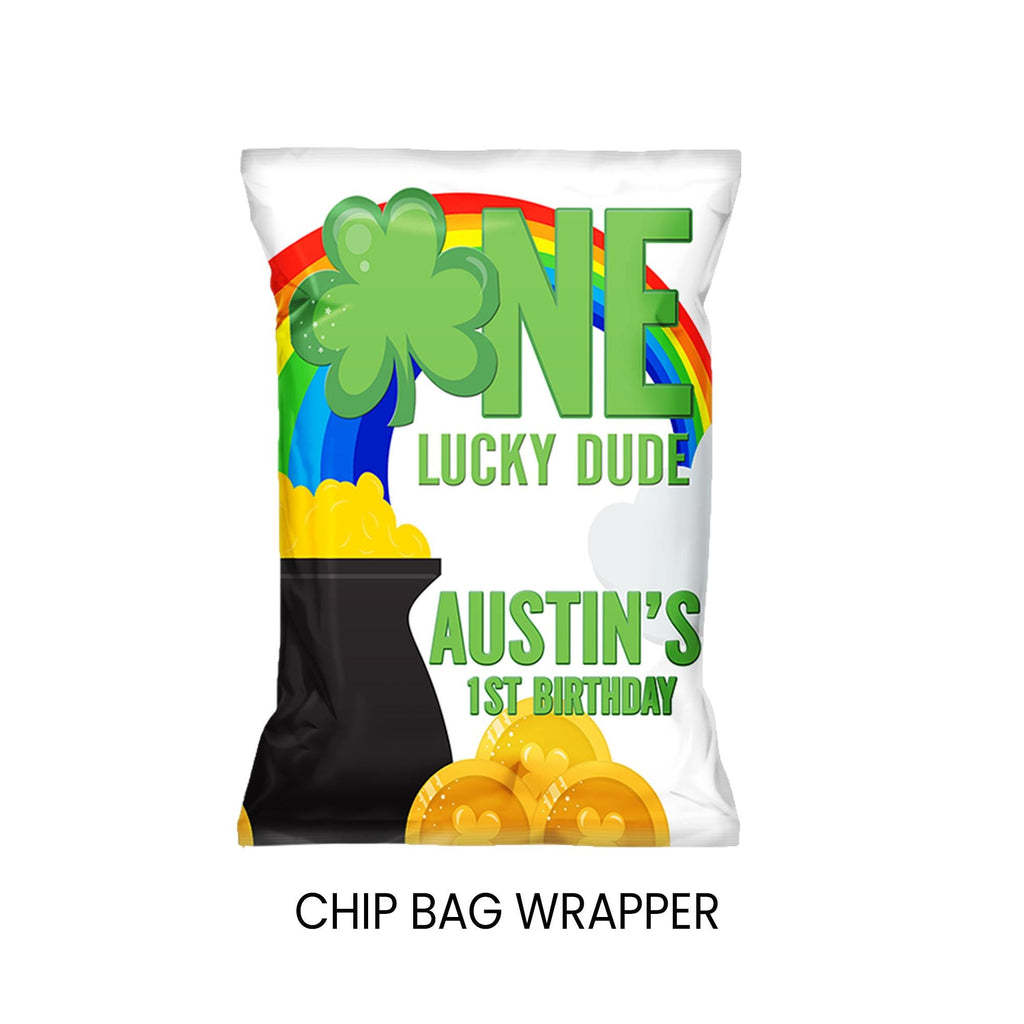 One Lucky Dude Chip Bag Wrapper | First Birthday Party Favor
