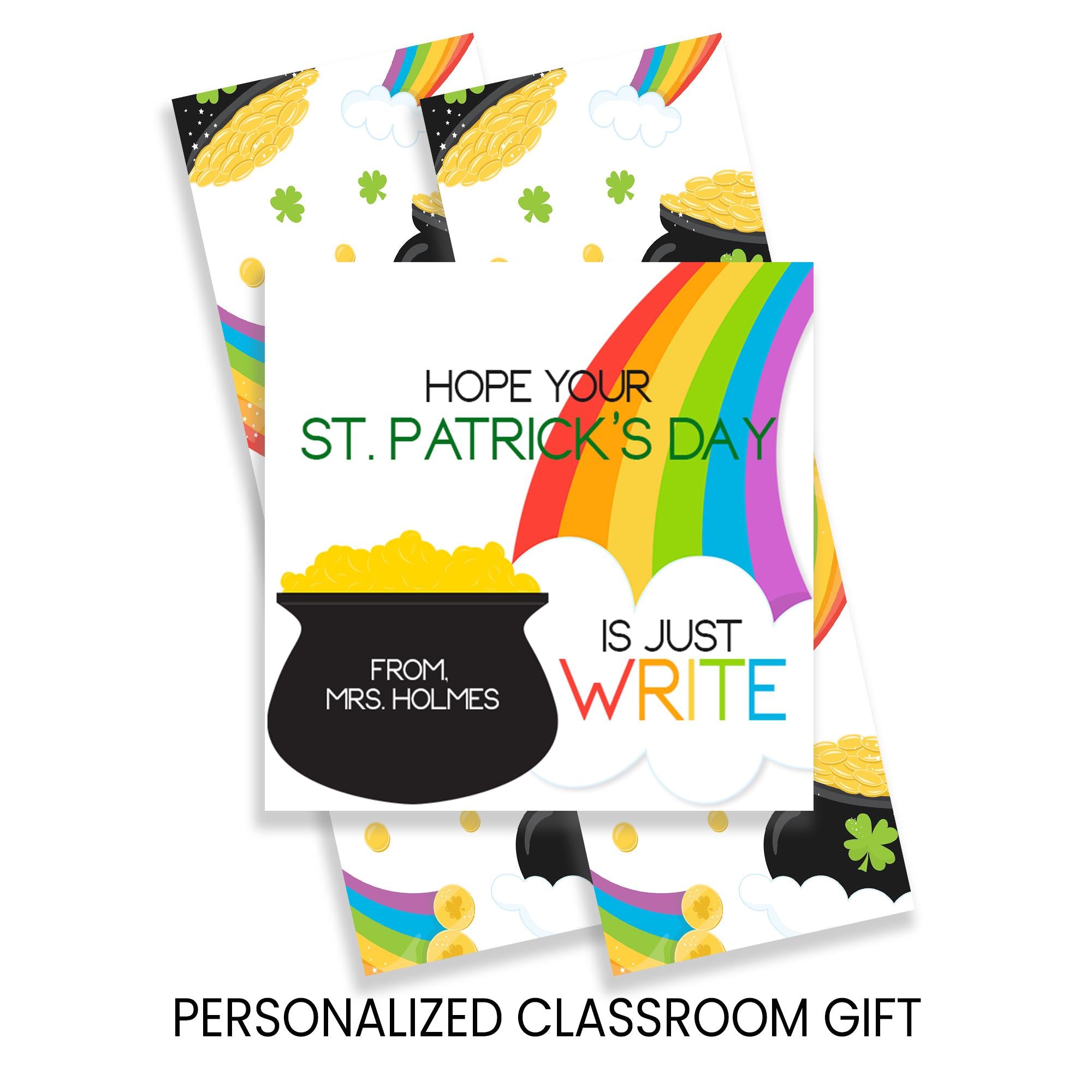 St Patricks Day Pencil Favors | Classroom Exchange Gift | Personalized Shamrock Pencils | Lucky Party Favor