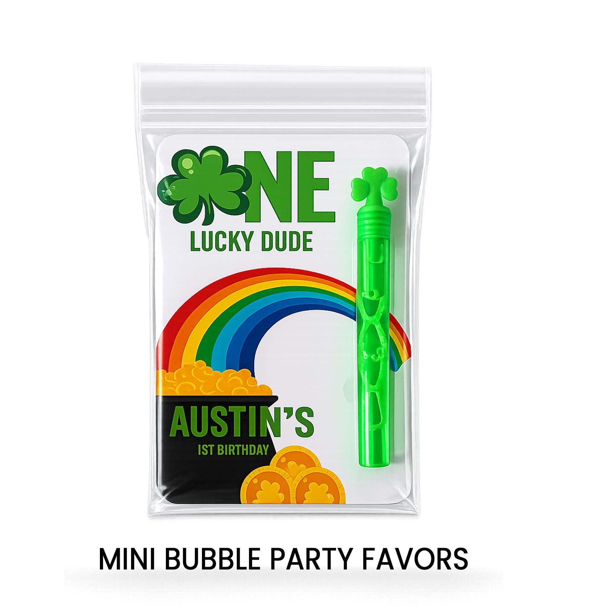 One Lucky Dude Mini Bubble Party Favors | First Birthday Bubbles | St. Patrick's Day Birthday