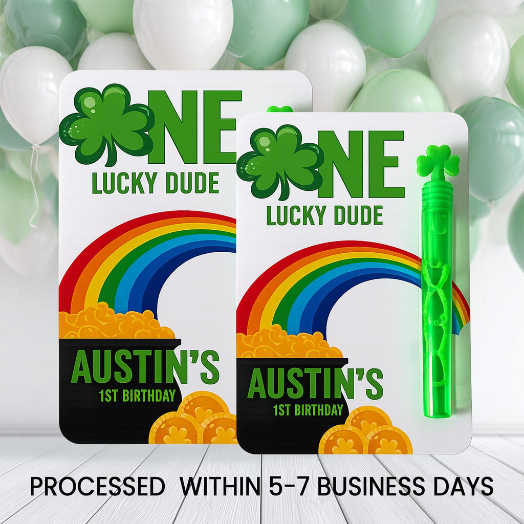 One Lucky Dude Mini Bubble Party Favors | First Birthday Bubbles | St. Patrick's Day Birthday
