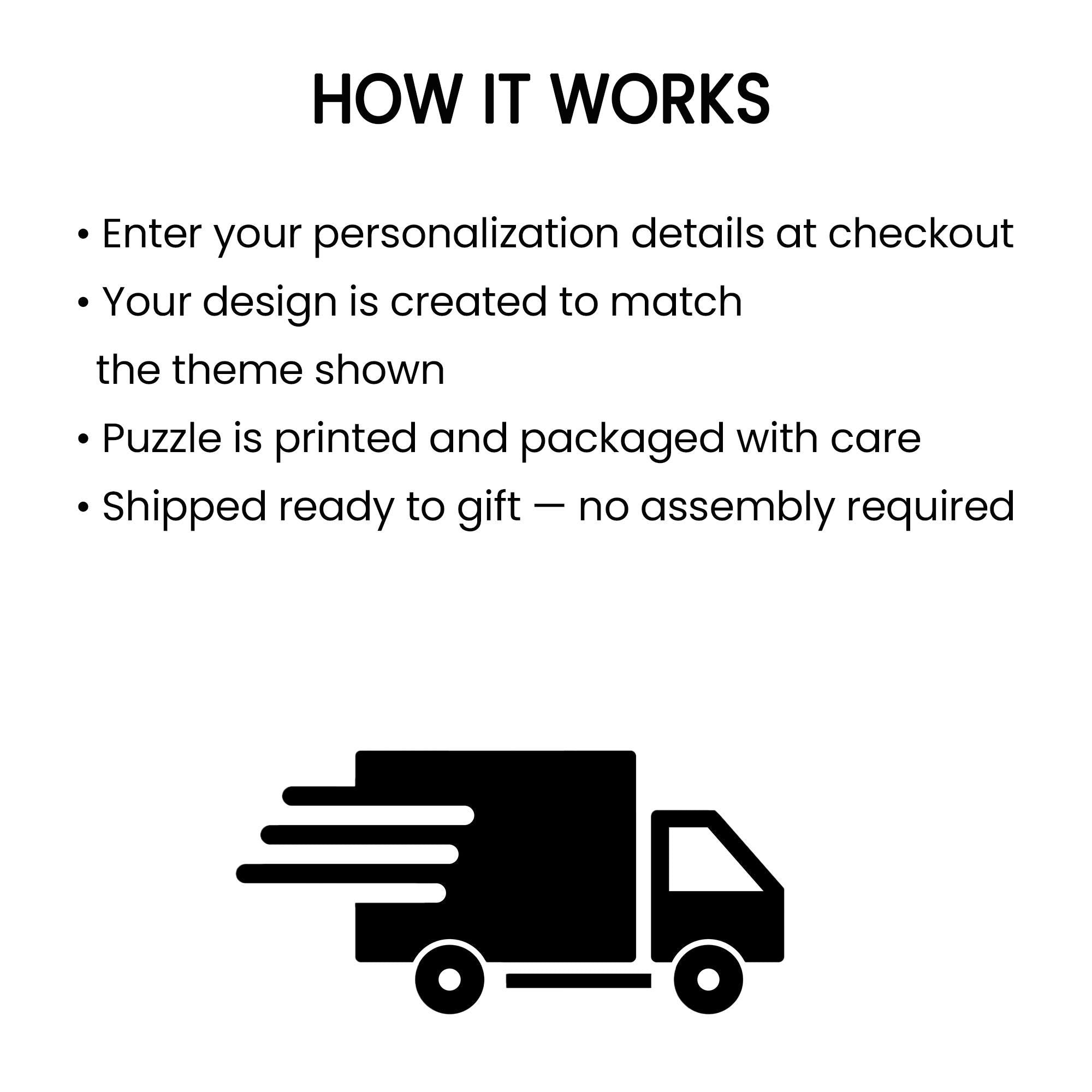 The Toddler On The Bus Turns 2 | Personalized Kids Puzzle Party Favor | 12-Piece Mini Puzzle | Second Birthday