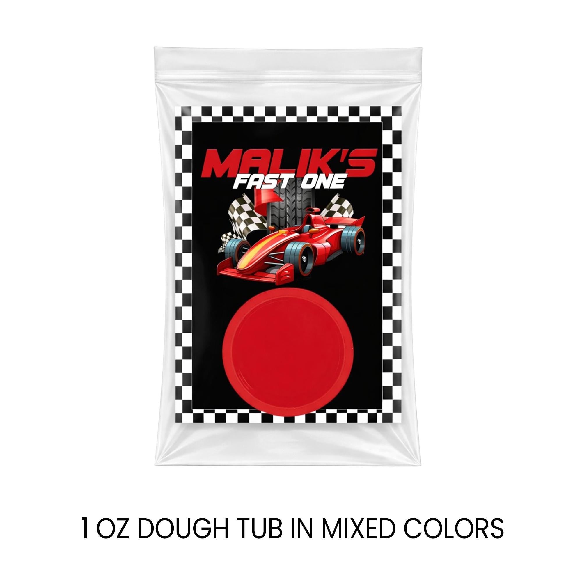 Race Car Play Dough Party Favor | 1st Birthday Physical Favor | Fast One