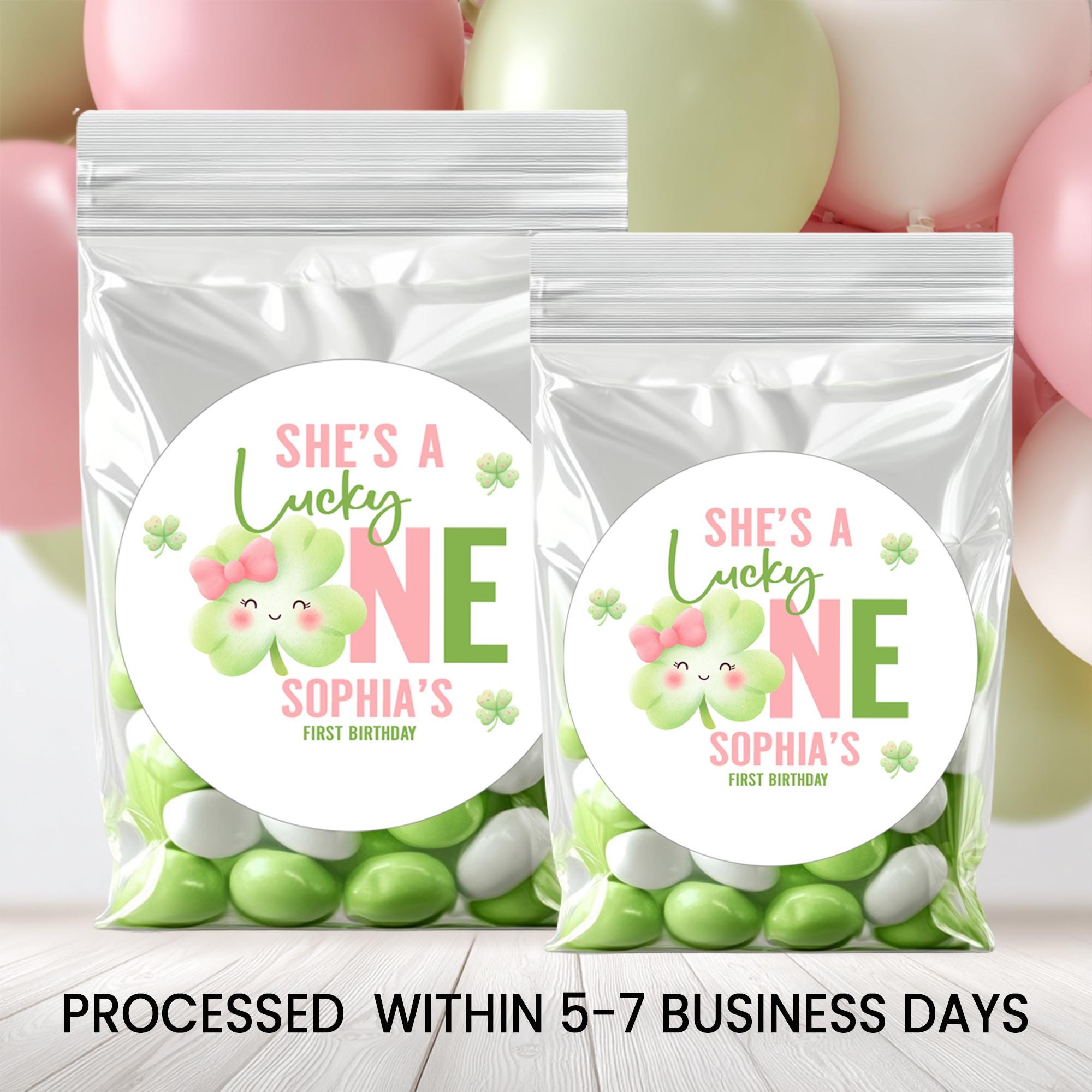 Lucky One First Birthday Stickers | Clover Party Favors