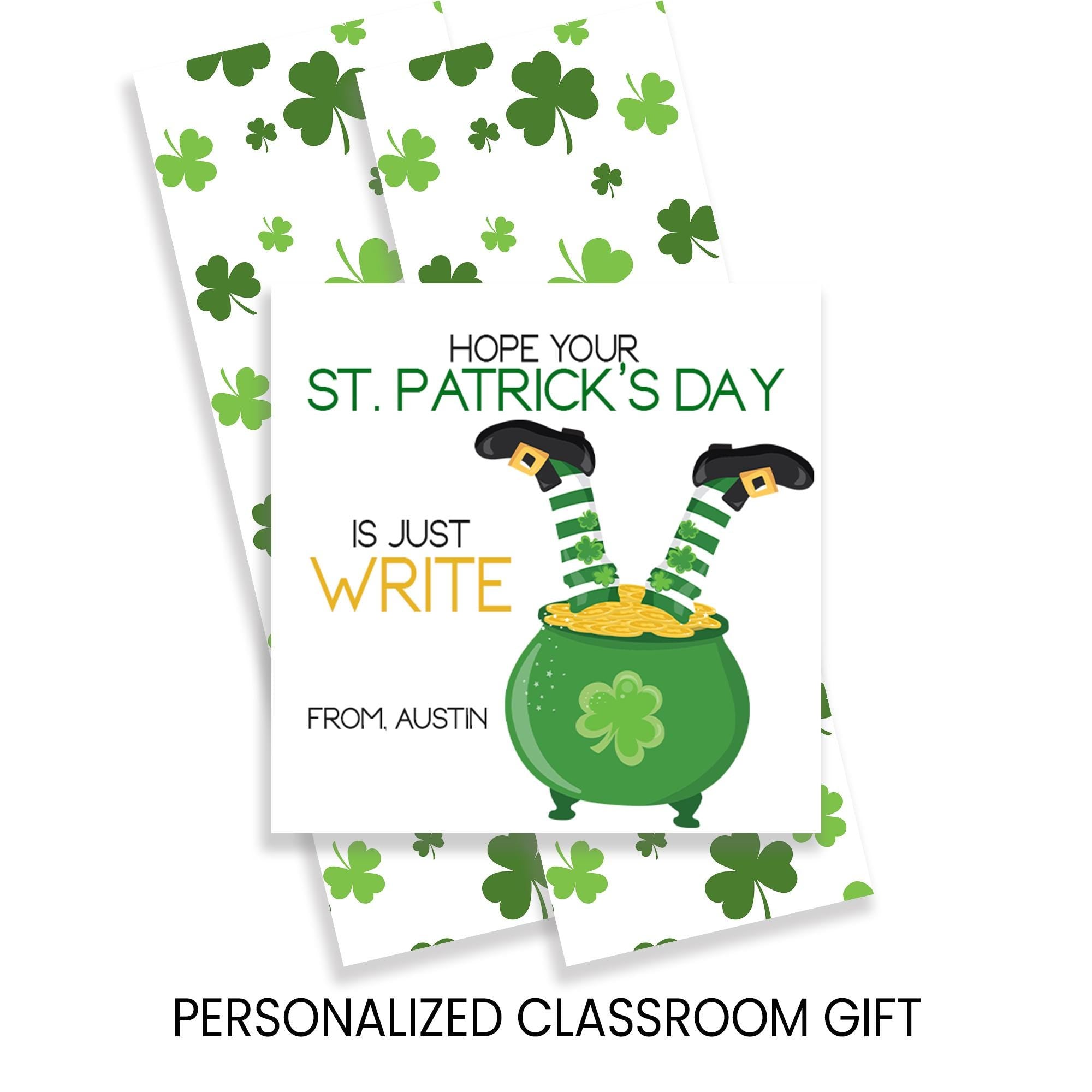 St Patricks Day Pencil Favors | Classroom Exchange Gift | Personalized Shamrock Pencils | Lucky Party Favor
